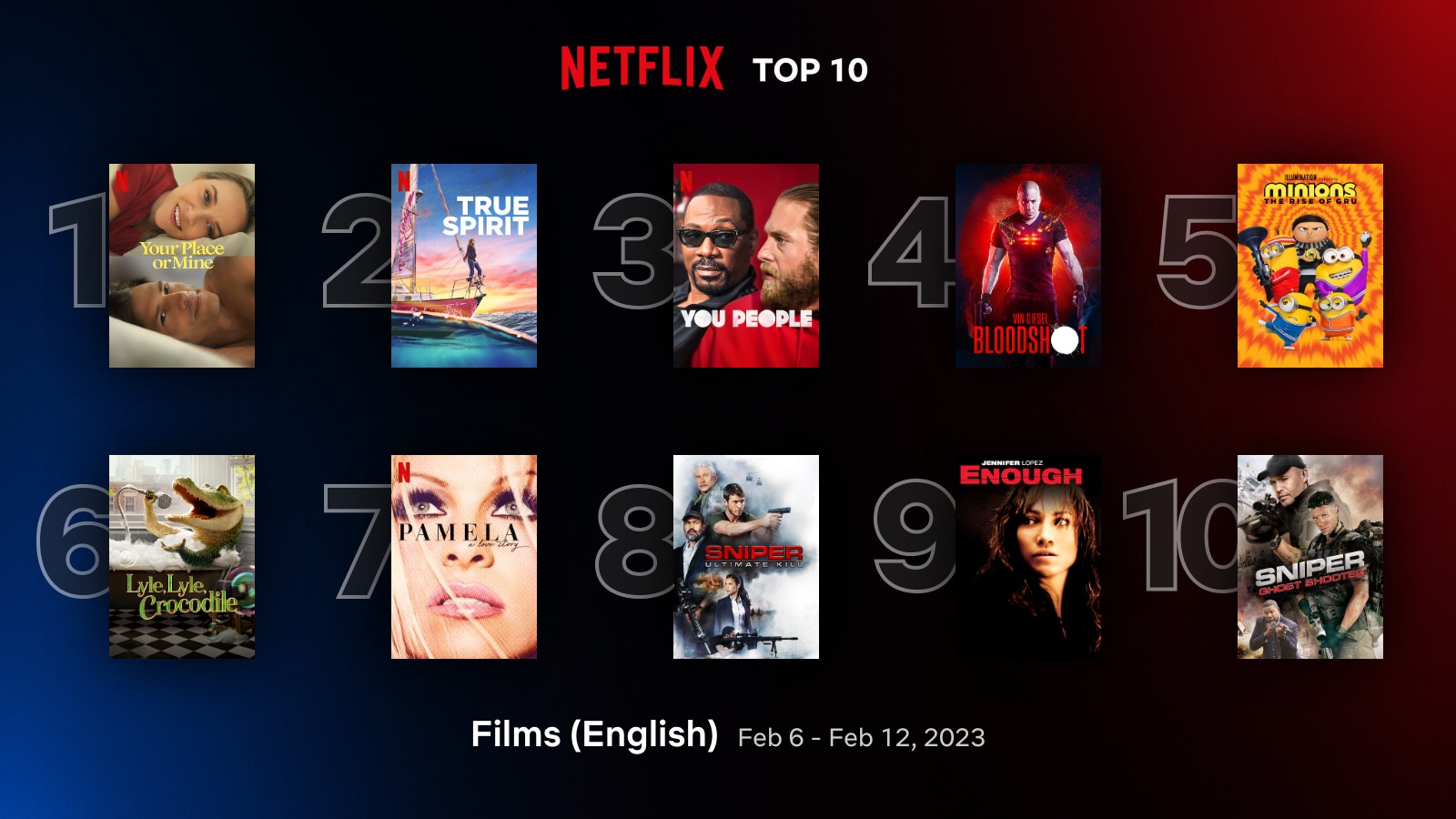 The 10 most popular films on Netflix this week